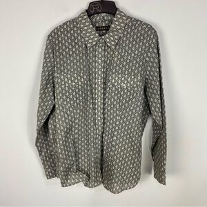Roper Teardrop Print Grey Gray Button Down Western Rodeo Top